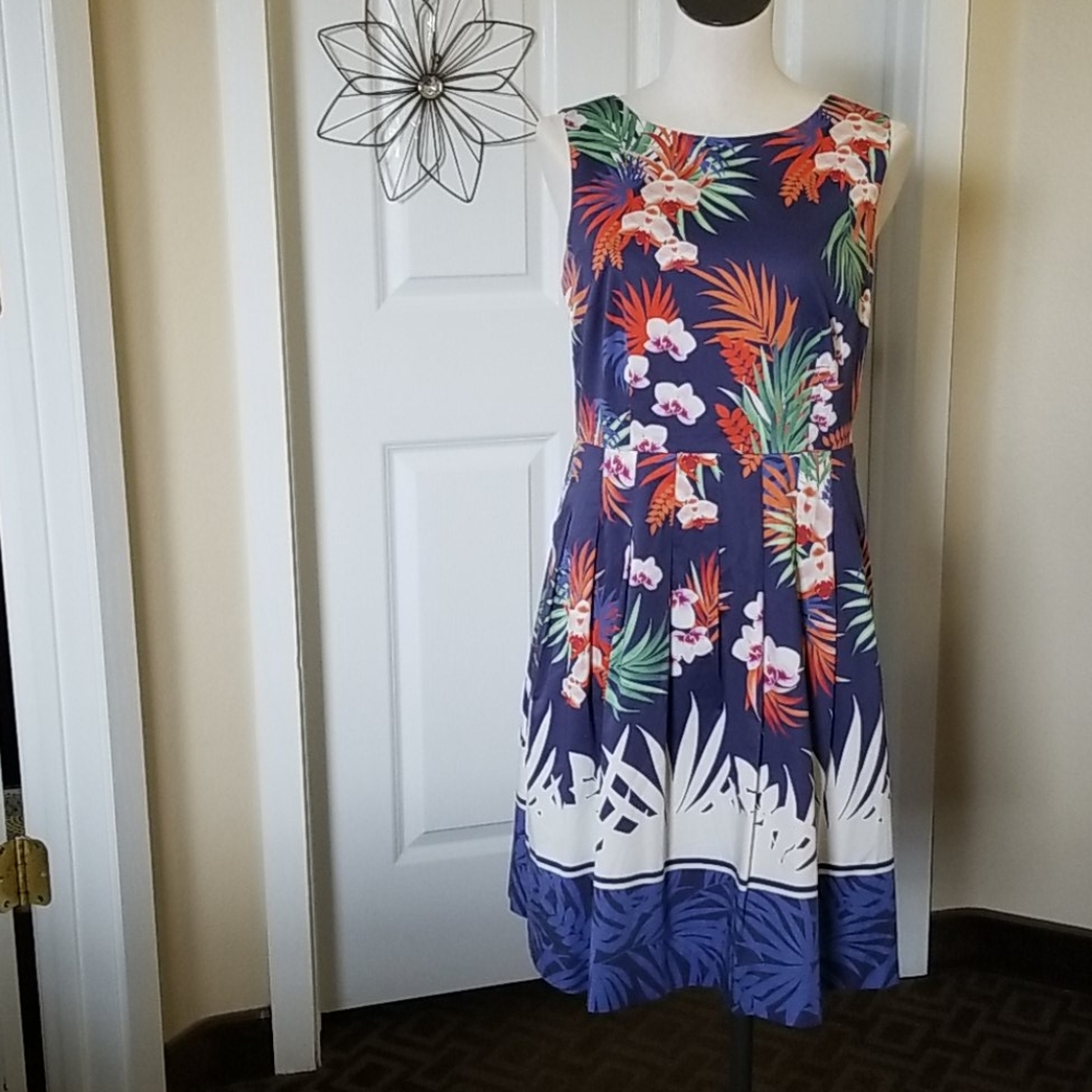 Talbots Pleated Floral Summer Dress Sz 8P
